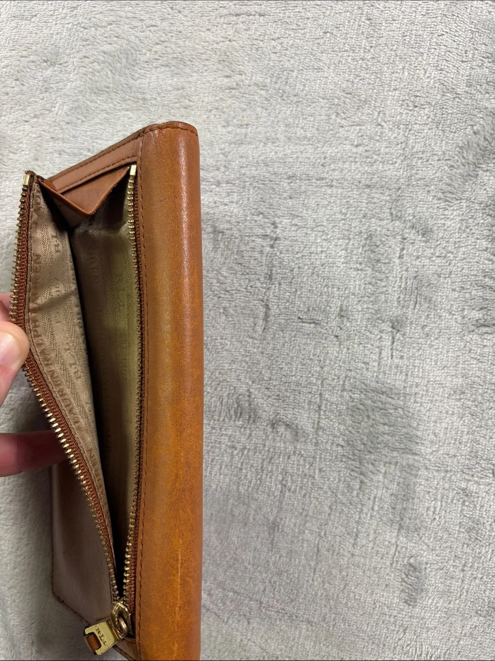 Lauren Ralph Lauren Brown Leather Belted Continental Wallet Clutch LRL